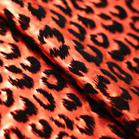 Sassy Cat Polyester Spandex Fabric - Leopard Hologram, Red/Black, Silver/Black, Gold/Black, Turquoise/Black, 58/60" Width (1 Yard)