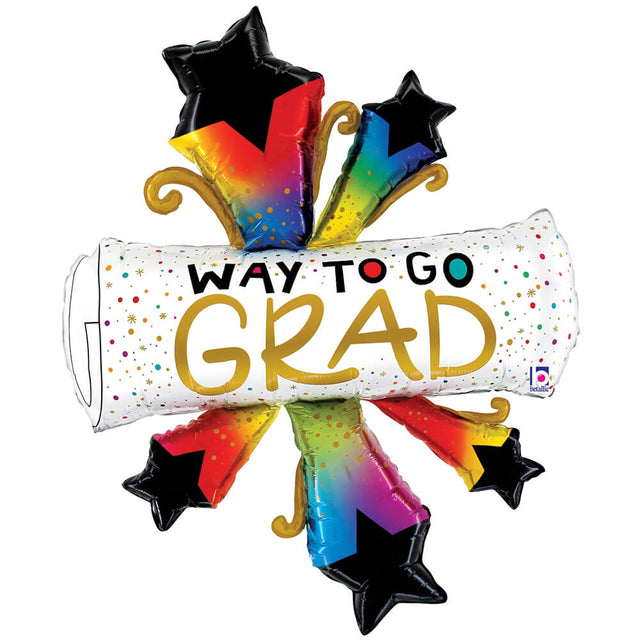 Graduation Foil Balloon 42 Inch Bursting Stars