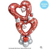 Foil Balloon Hearts & Filigree Red 42 Inch