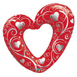 Foil Balloon Hearts & Filigree Red 42 Inch