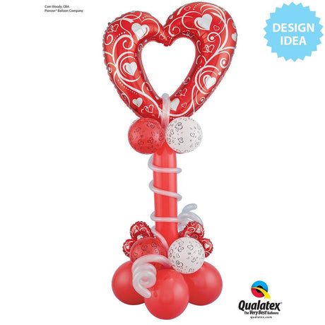 Foil Balloon Hearts & Filigree Red 42 Inch