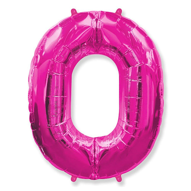 Foil Balloon 42 Inch Number 0 Fuchsia