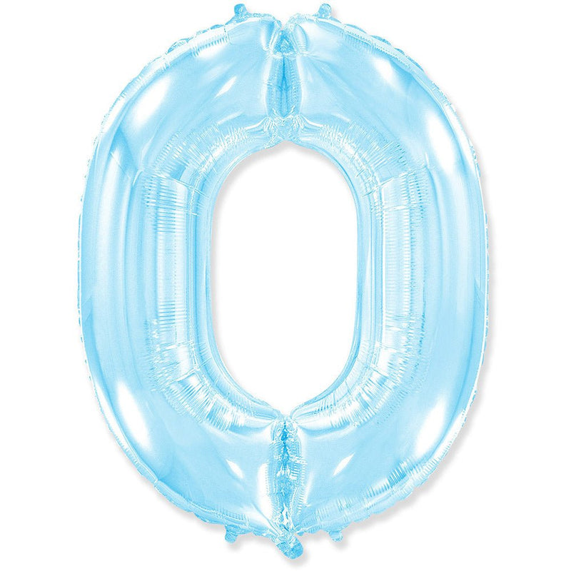 Foil Balloon Number 0 Pastel Blue