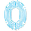 Foil Balloon Number 0 Pastel Blue