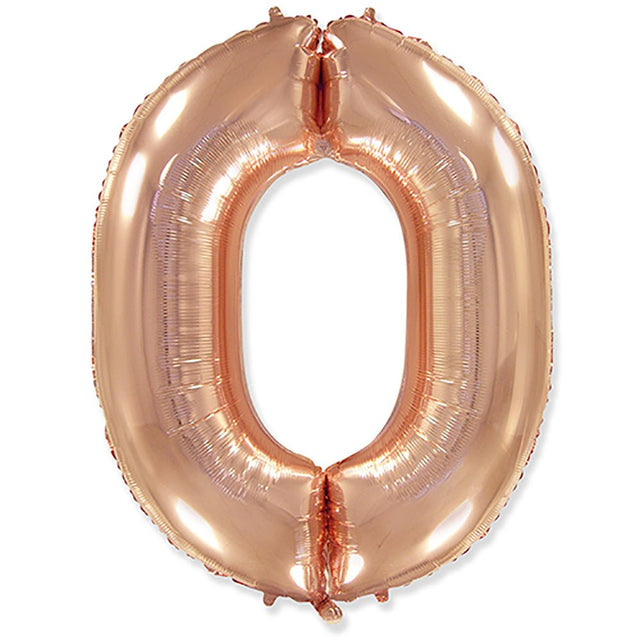 Foil Balloon Number 0 Rose Gold 42 Inch