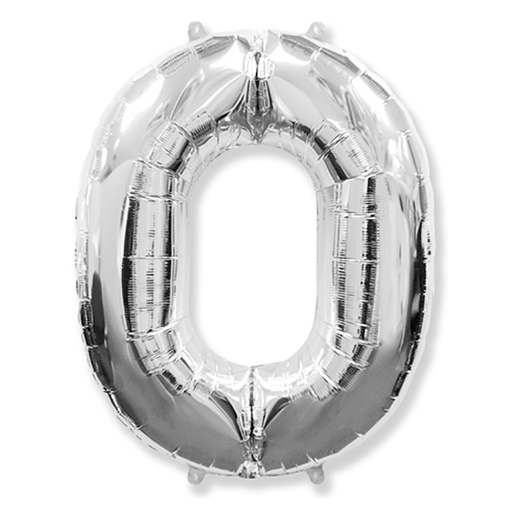 Foil Balloon Number 0 Silver 42 Inch