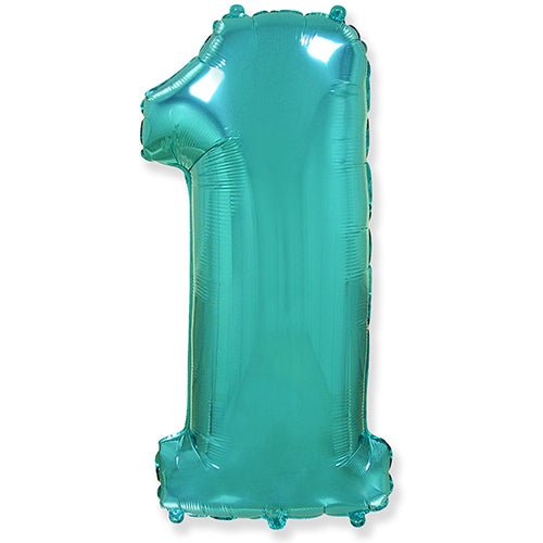 Foil Balloon Number 1 Teal Blue