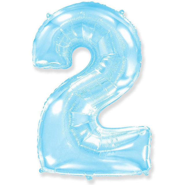Foil Balloon Number 2 Pastel Blue