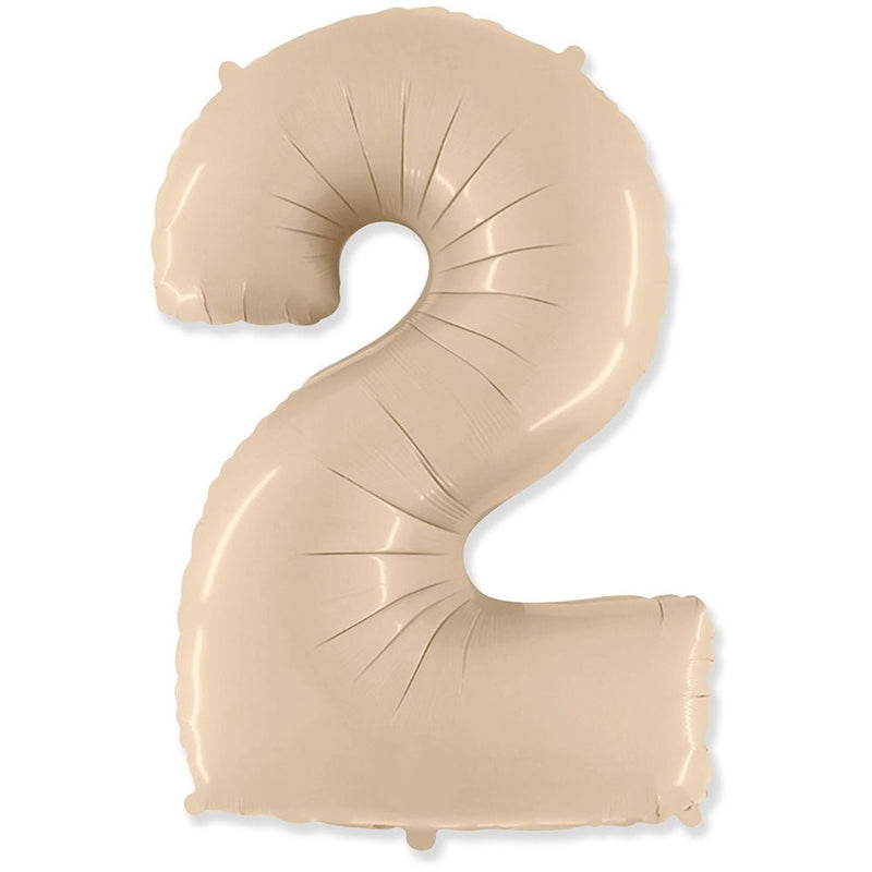 Foil Balloon Number 2 Satin Cream