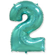 Foil Number 2 Teal Blue Balloon