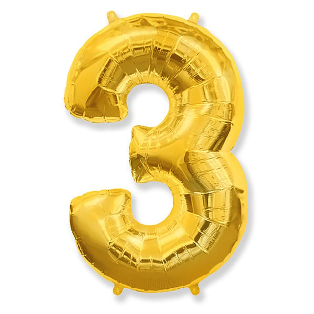 Foil Balloon Number 3 Gold 42 Inch