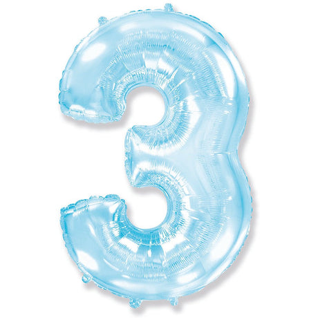 Foil Balloon Number 3 Pastel Blue