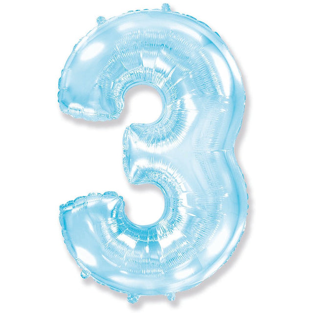 Foil Balloon Number 3 Pastel Blue