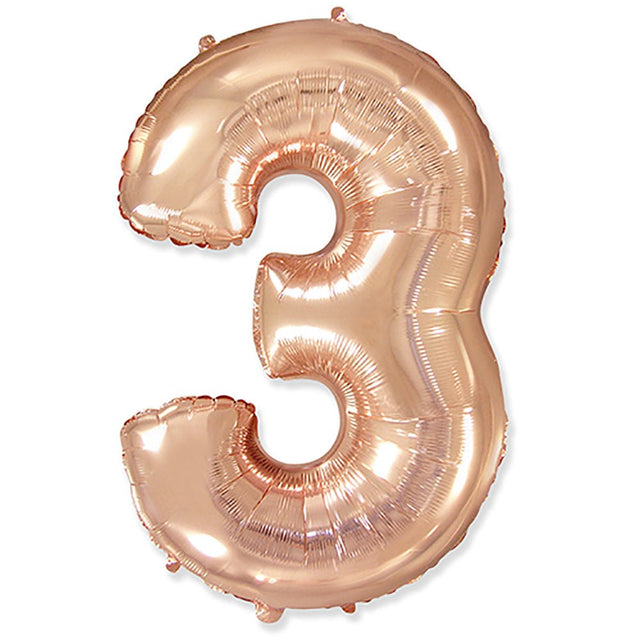 Foil Balloon Number 3 Rose Gold