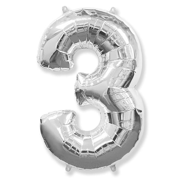 Foil Balloon Number 3 Silver 42 Inch