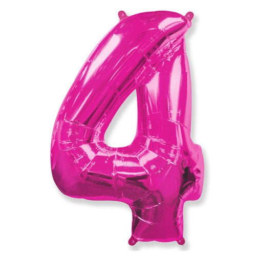 Foil Balloon Number 4 Fuchsia 42 Inch