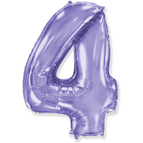 Foil Number 4 Balloon Lilac Purple