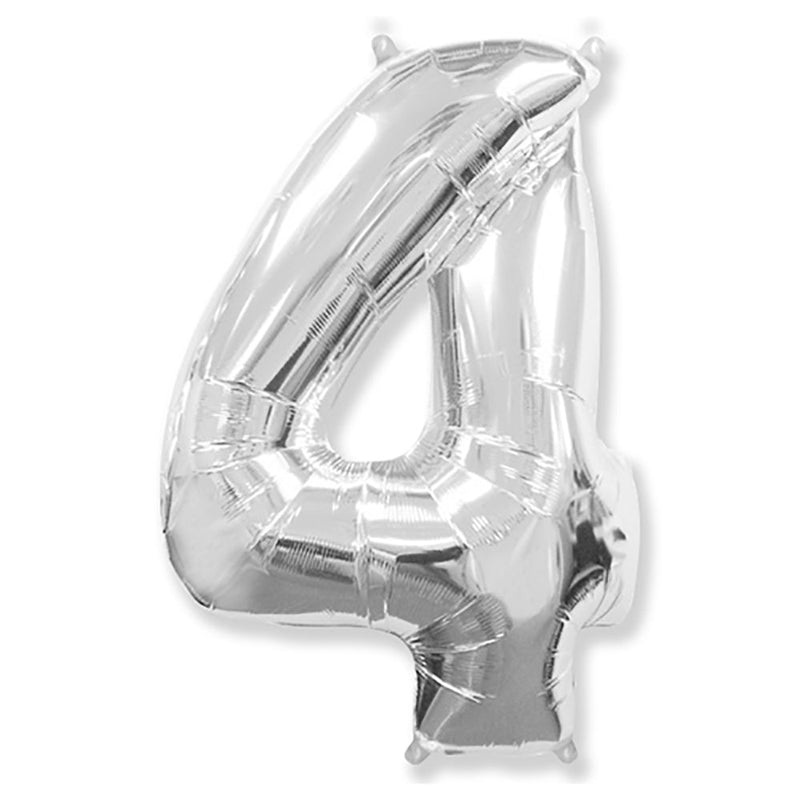 42 Inch Silver Number 4 Foil Balloon
