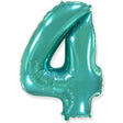 Foil Balloon Number 4 Teal Blue 42 Inch