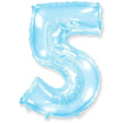 Foil Balloon Number 5 Pastel Blue
