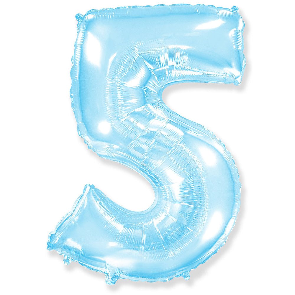 Foil Balloon Number 5 Pastel Blue