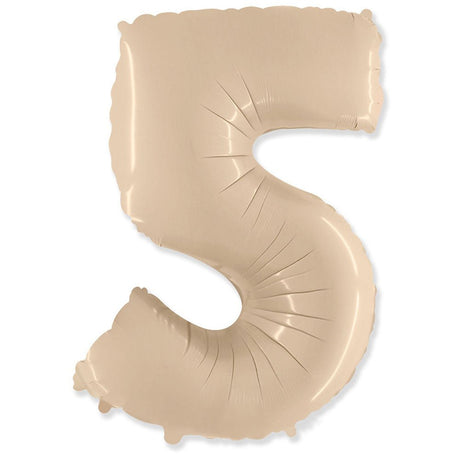 Foil Balloon Number 5 Satin Cream