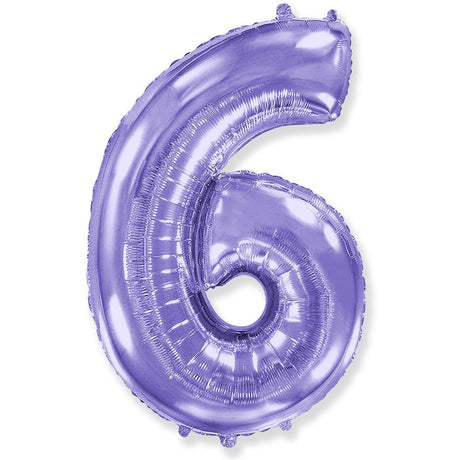 Foil Number 6 Lilac Purple Balloon