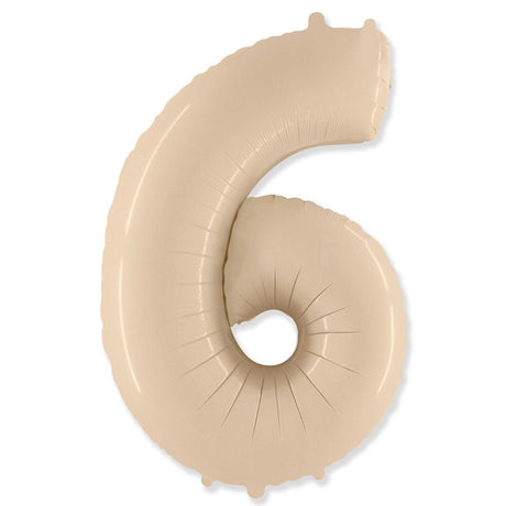 Foil Balloon Number 6 Satin Cream