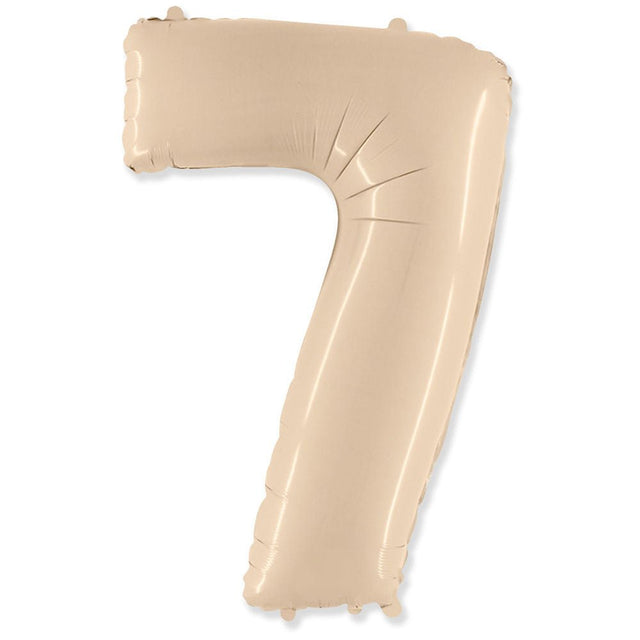 Foil Balloon Number 7 Satin Cream