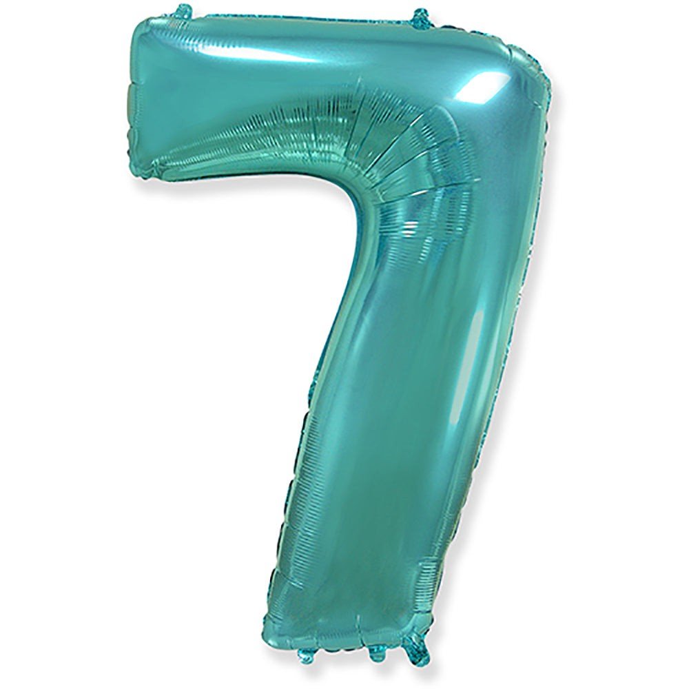 Foil Number 7 Teal Blue Balloon