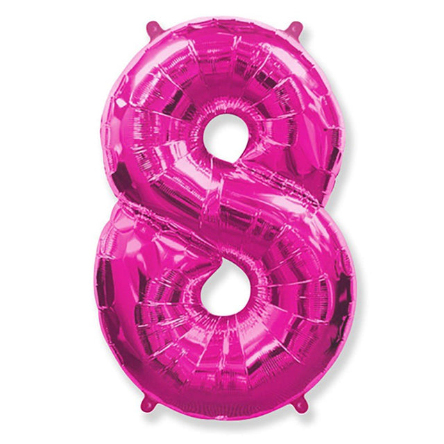 Foil Balloon Number 8 Fuchsia 42 Inch