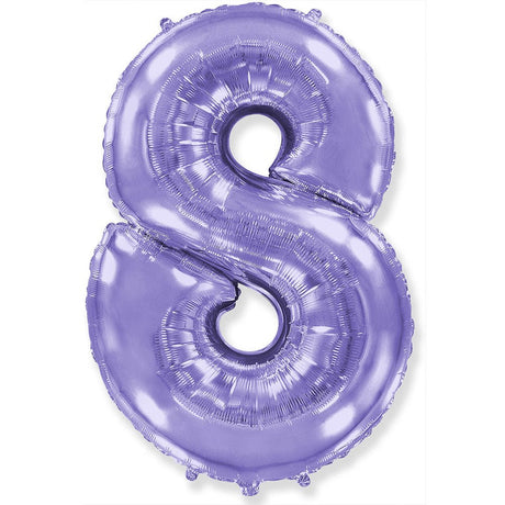 Foil Balloon Number 8 Lilac Purple