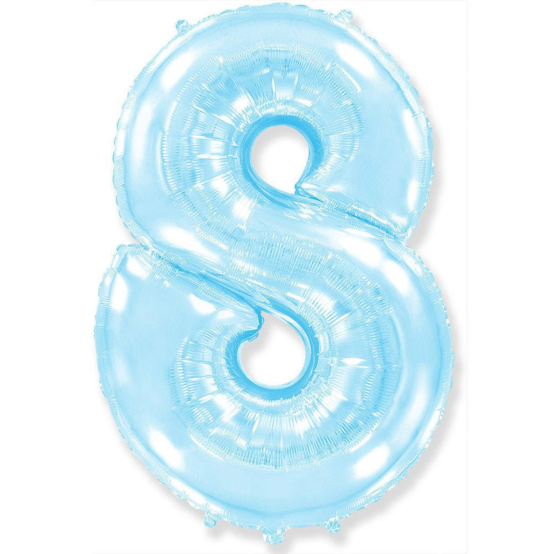 Foil Balloon Number 8 Pastel Blue