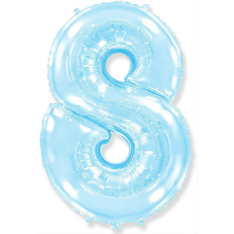 Foil Balloon Number 8 Pastel Blue