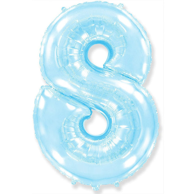 Foil Balloon Number 8 Pastel Blue