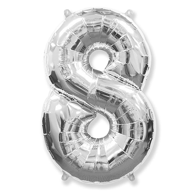 Foil Balloon Number 8 Silver 42 Inch