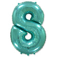 Foil Balloon Number 8 Teal Blue 42 Inch