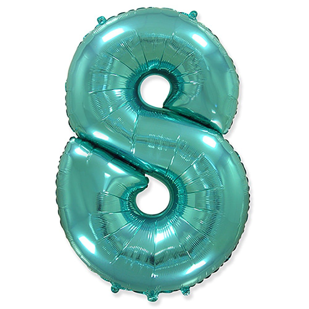 Foil Balloon Number 8 Teal Blue 42 Inch