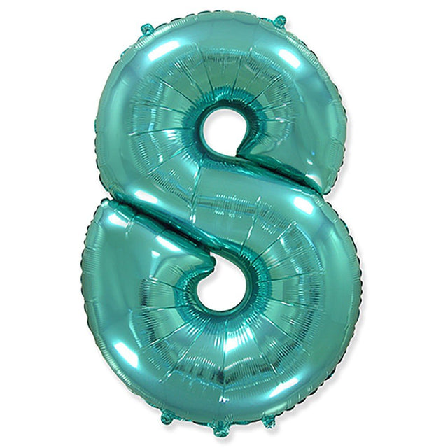 Foil Balloon Number 8 Teal Blue 42 Inch