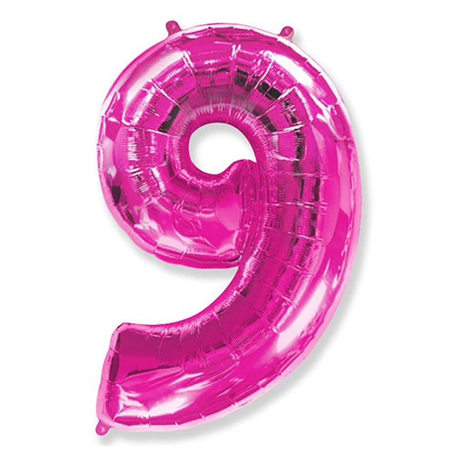 Foil Balloon Number 9 Fuchsia 42 Inch
