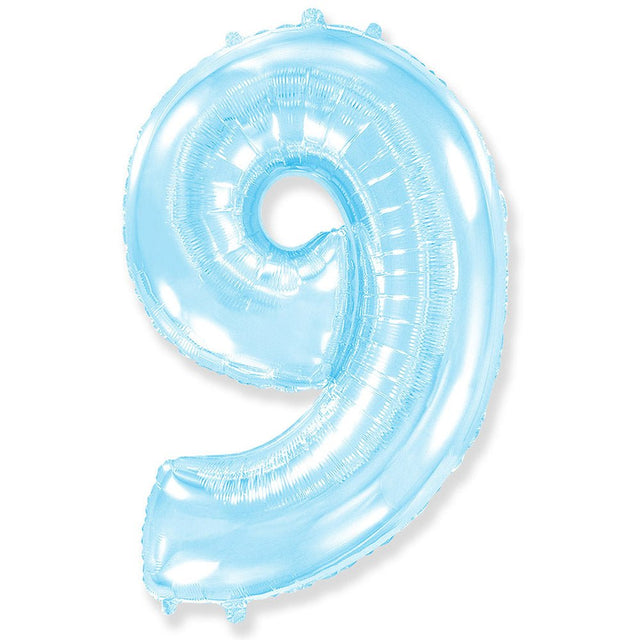Foil Balloon Number 9 Pastel Blue