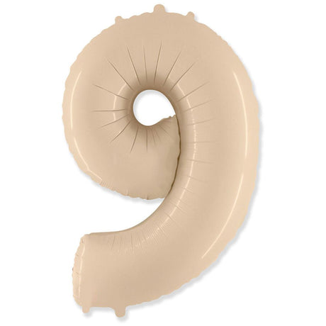 Foil Balloon Number 9 Satin Cream