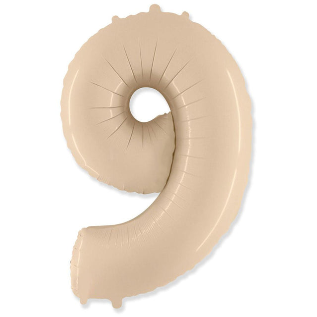 Foil Balloon Number 9 Satin Cream
