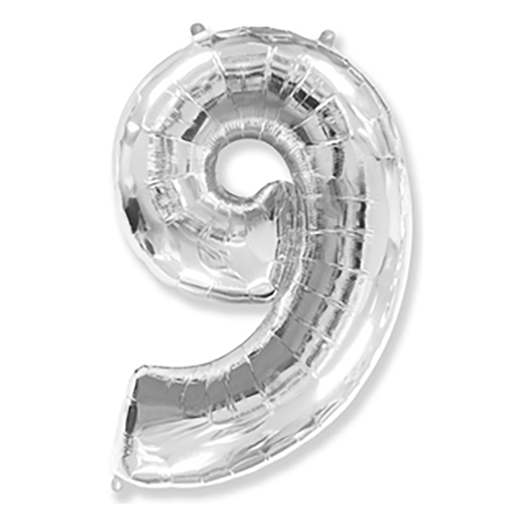 Foil Balloon Number 9 Silver 42 Inch