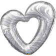 Open Marble Heart Silver Foil Balloon