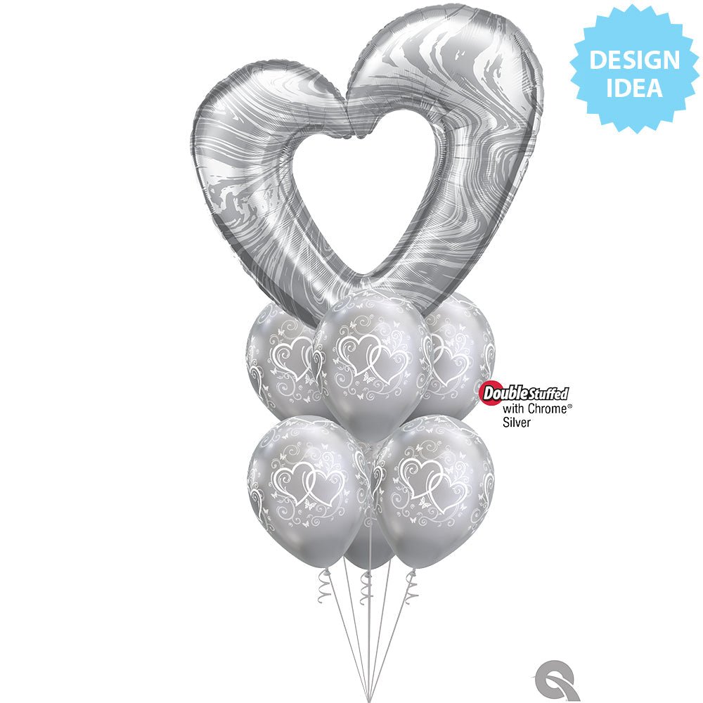 Open Marble Heart Silver Foil Balloon
