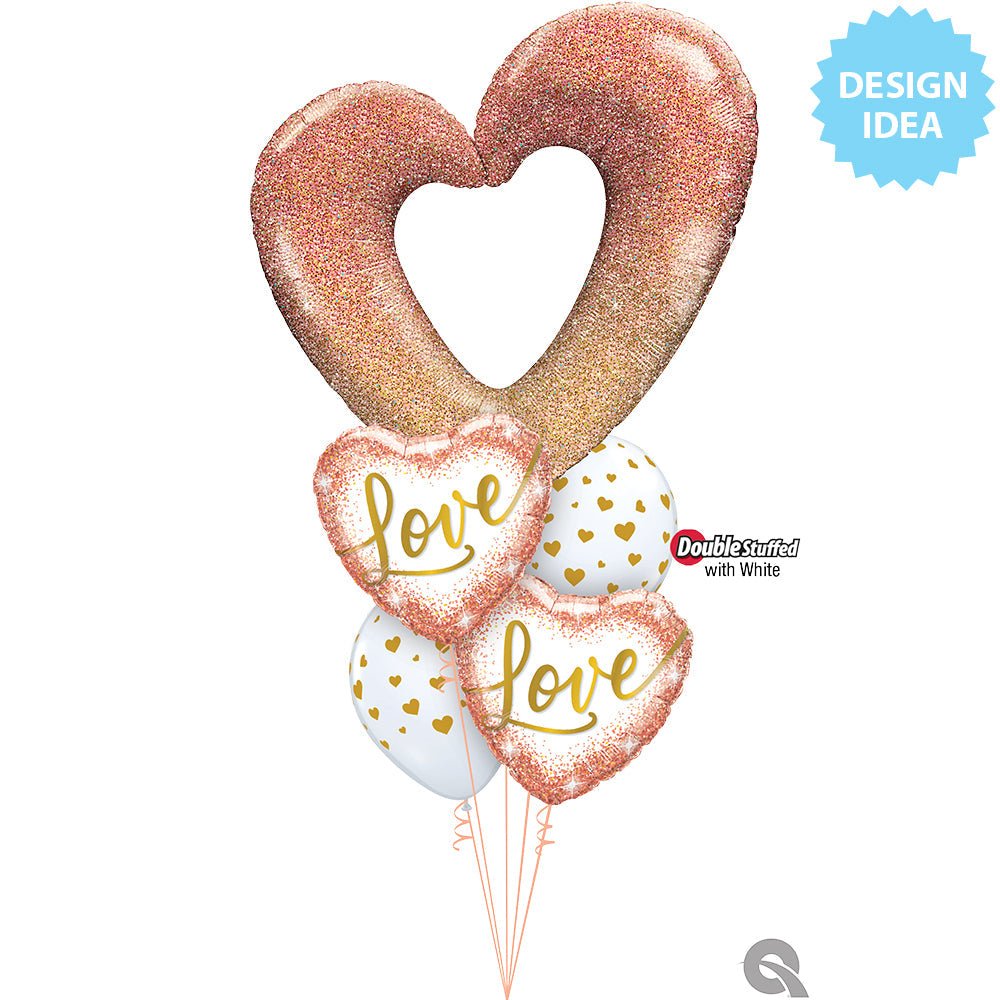 Heart Foil Balloon Rose Gold Glitter Ombre