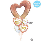 Heart Foil Balloon Rose Gold Glitter Ombre