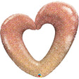 Heart Foil Balloon Rose Gold Glitter Ombre