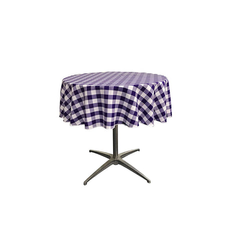 42" Round Tablecloth Polyester Fabric - Checkered Gingham Plaid, 42" Diameter (1 Piece)